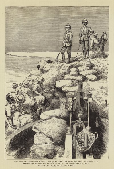 The War in Egypt, Sir Garnet Wolseley and the Duke of Teck Watching the Demolition of One of Arabi